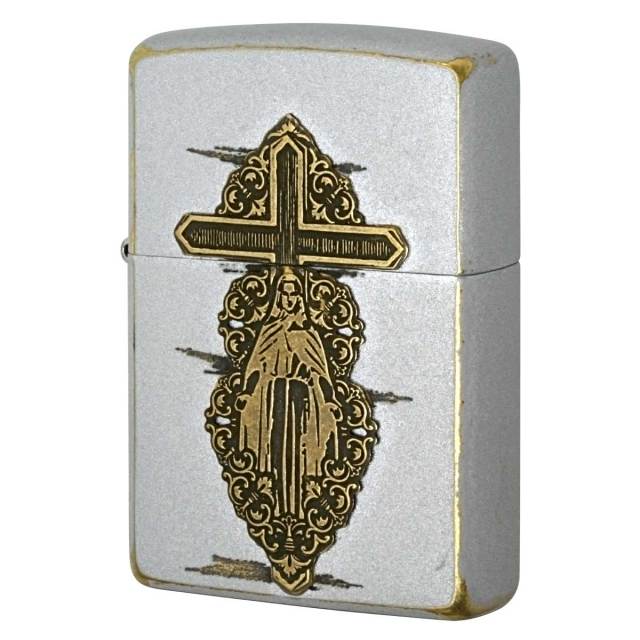 Zippo ジッポー マリア メタル クロス 十字架 ユーズド シルバー