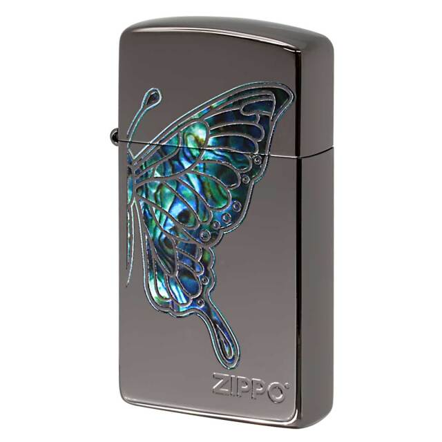 Zippo ジッポー スリム 蝶々 バタフライ シェル風プリント ブルー