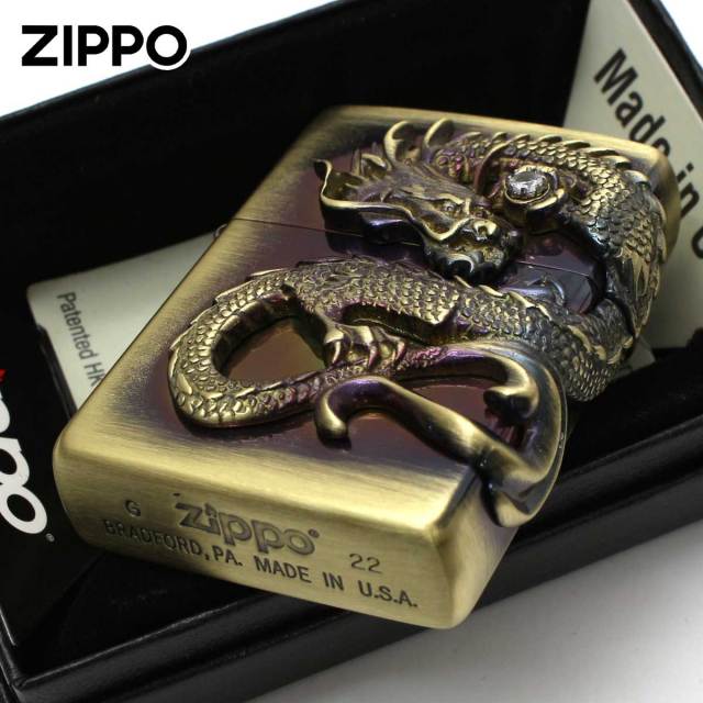 Zippo ジッポー ドラゴン 龍 2面連続メタル 真鍮古美 1 DS-BS｜Zippo