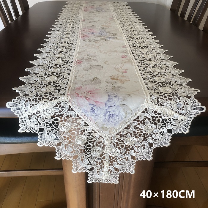 レースジャガード織りテーブルランナー 32cm×180cm インテリア雑貨の