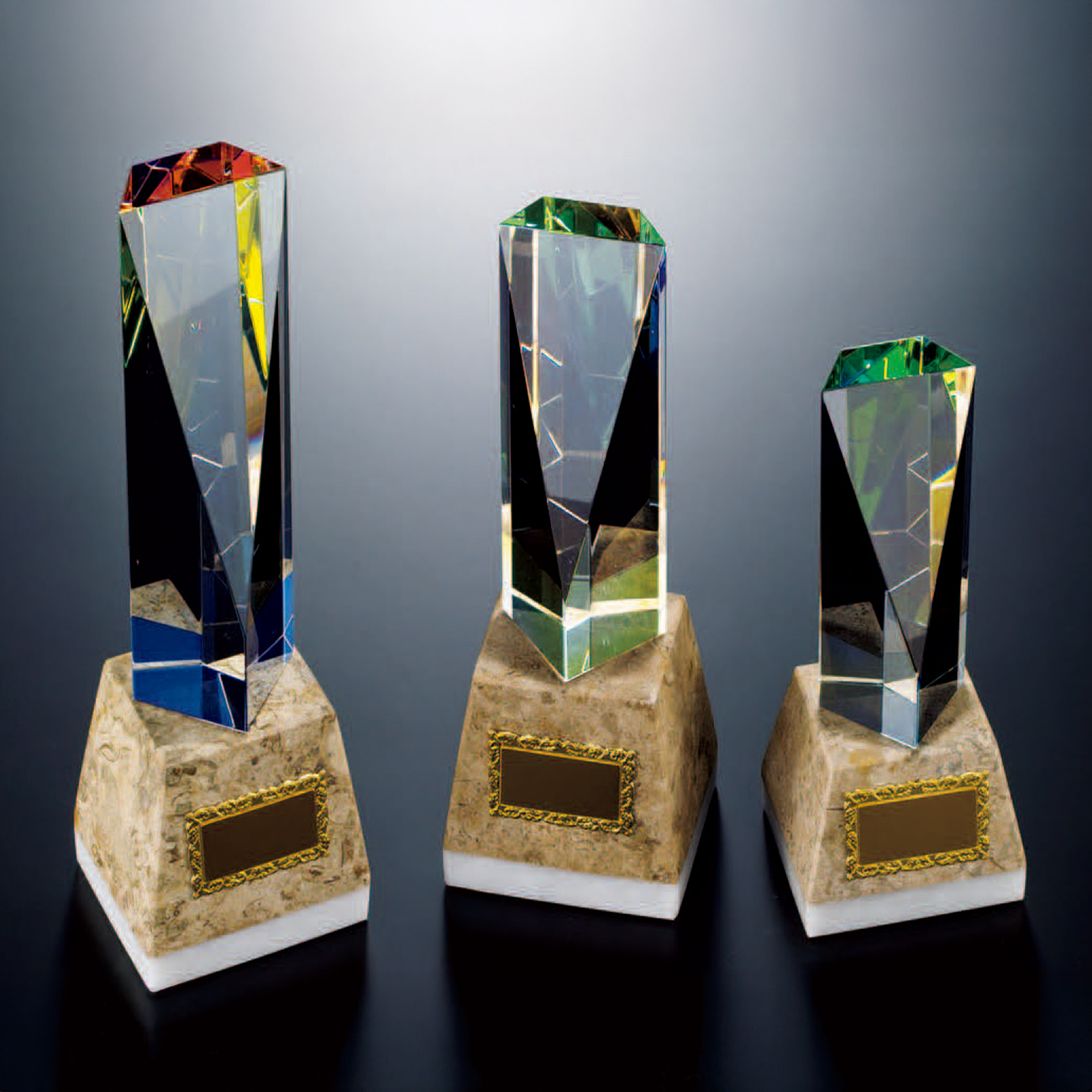 クリスタルトロフィー 天然石台座 プレート仕様 B-507 Bサイズ