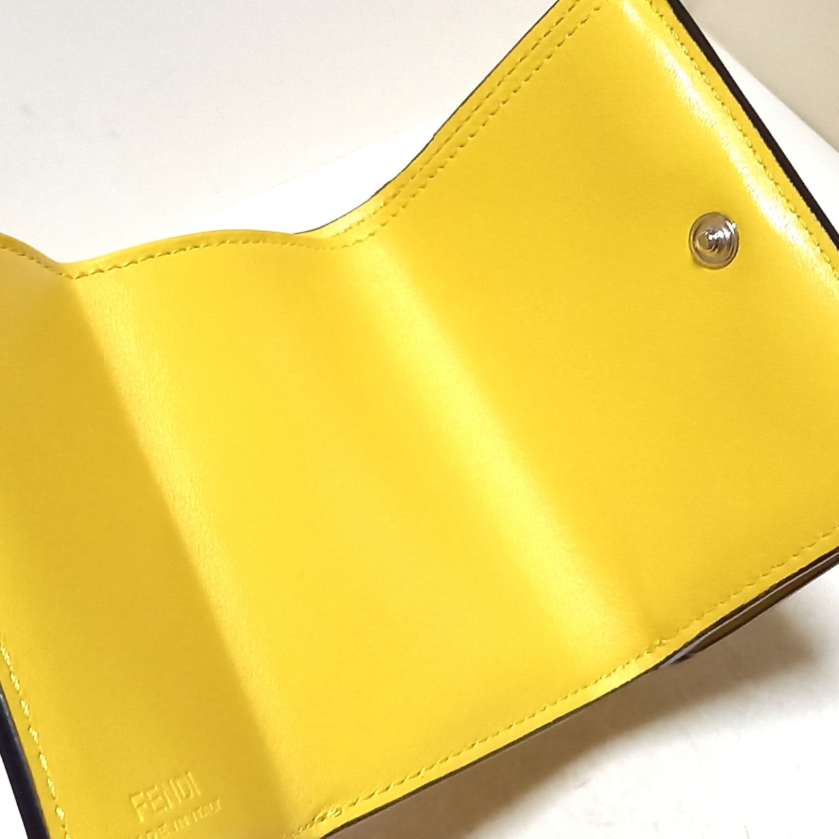 フェンディ/3つ折り財布/エフイズフェンディ,ズッカ柄/イエロー×ダーク