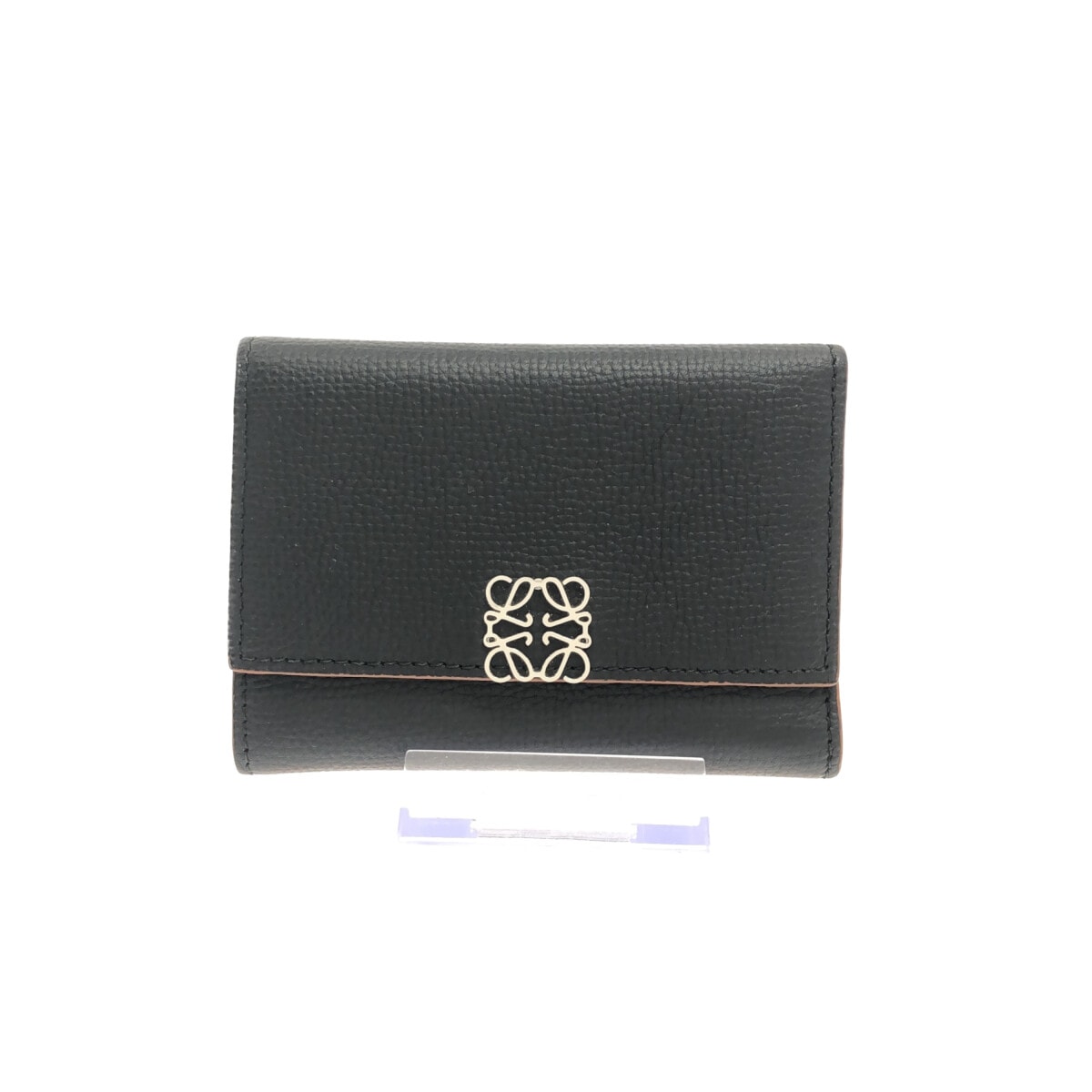 ロエベ/3つ折り財布/アナグラム バーティカル ウォレット スモール/黒