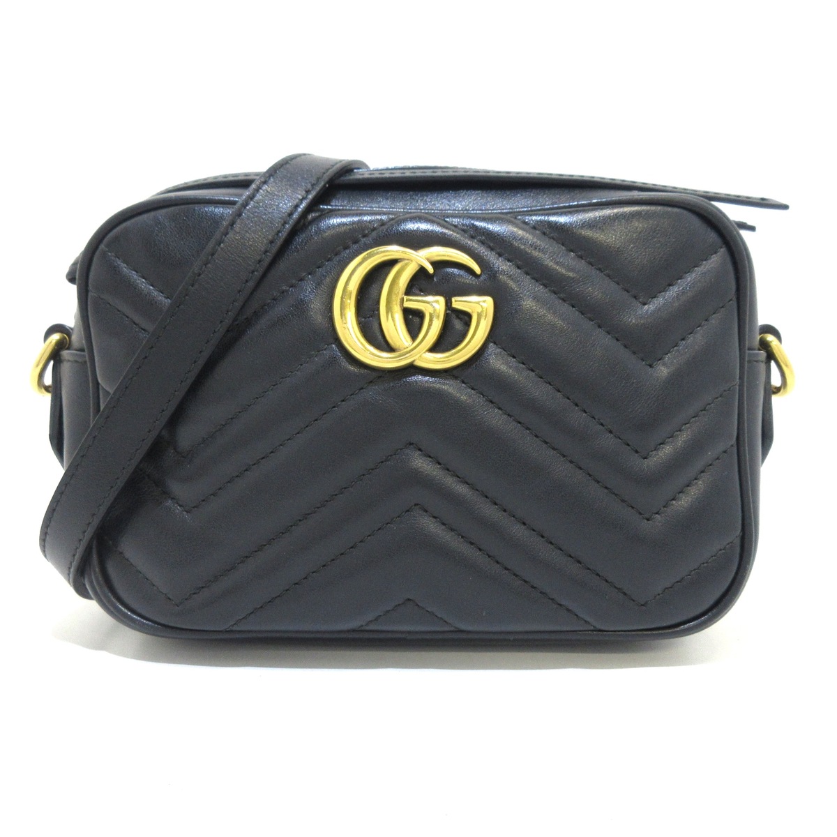 グッチ/ショルダーバッグ/GGマーモント キルティング ミニバッグ/黒