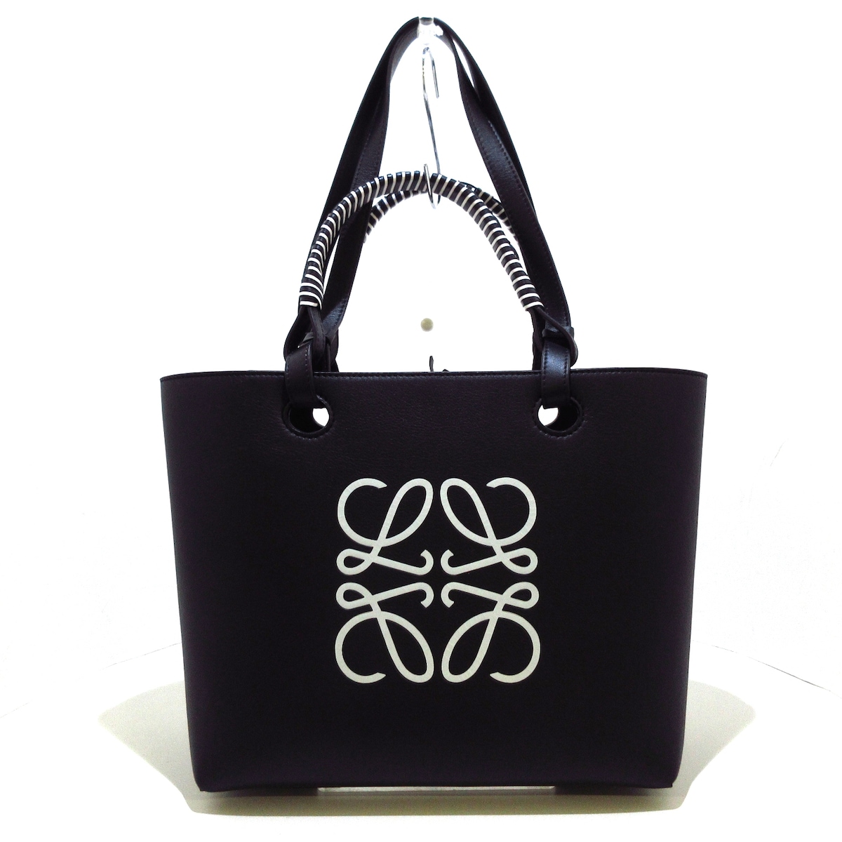 ロエベ/トートバッグ/アナグラム トートバッグ スモール/黒×白/カーフ