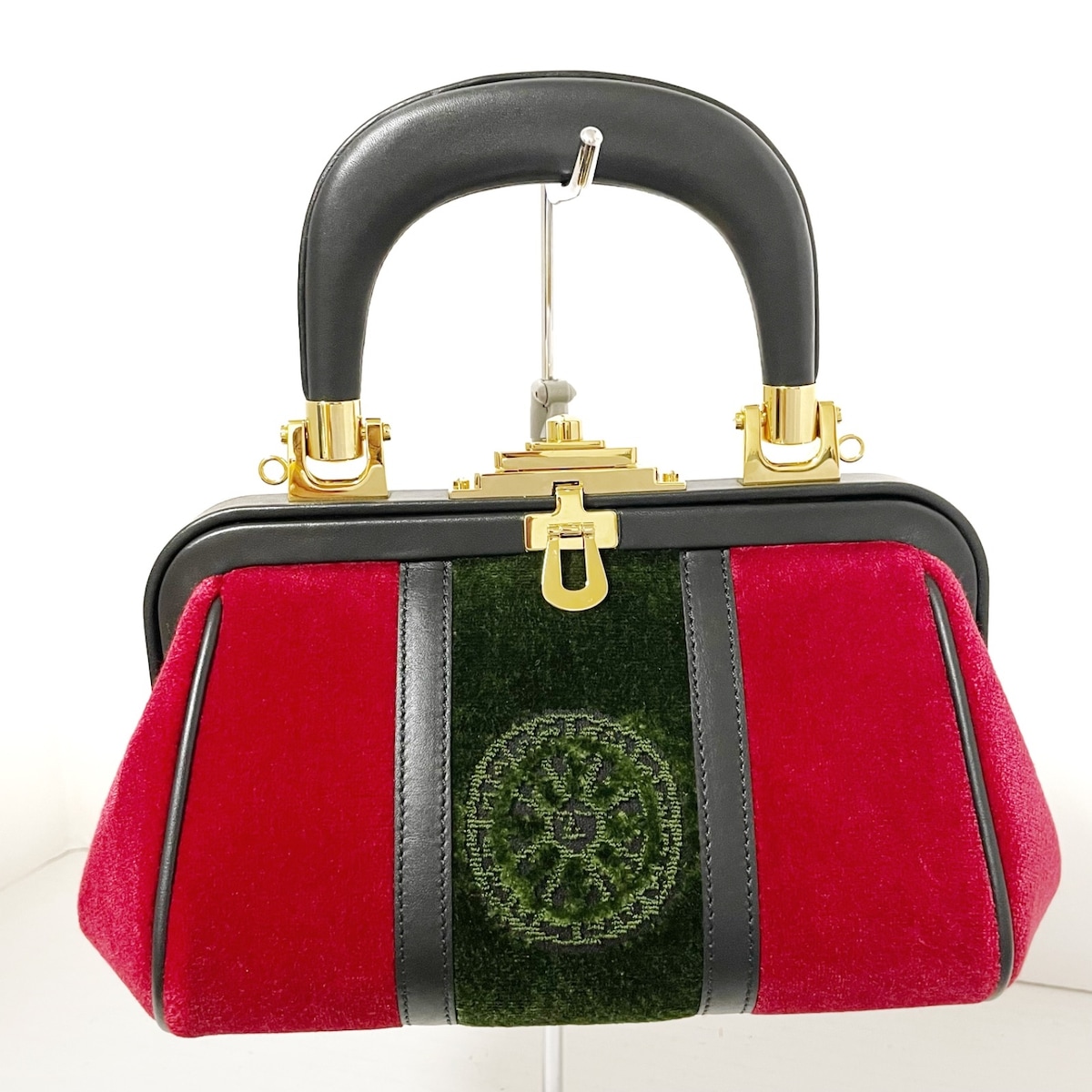 ロベルタ ディ カメリーノ/ハンドバッグ/レッド×黒×ダークグリーン