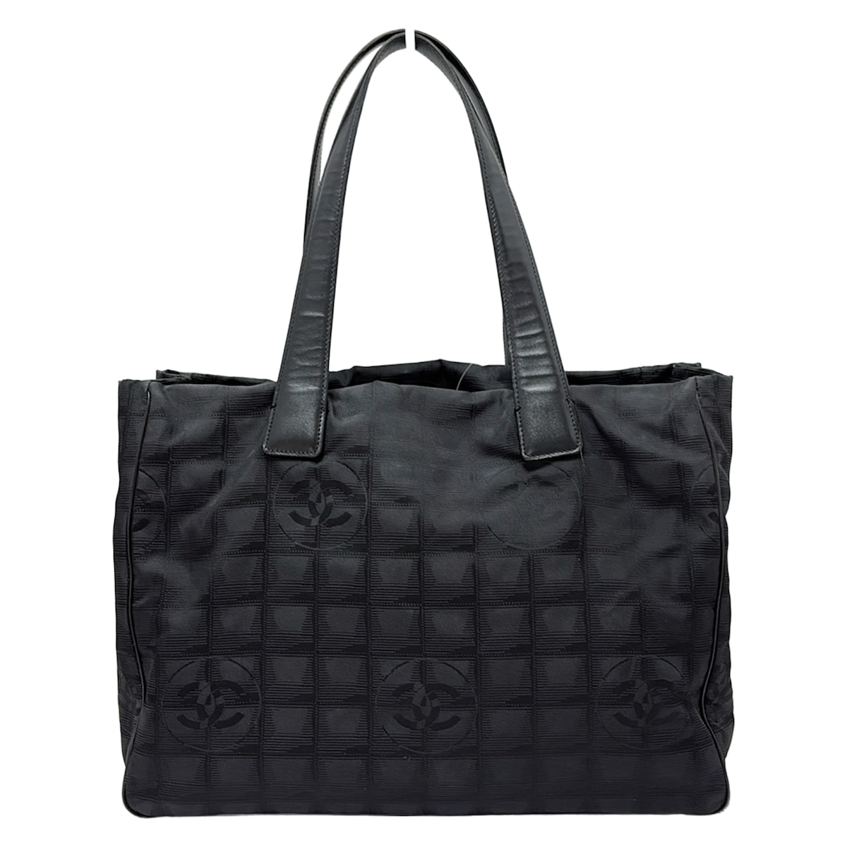 シャネル/トートバッグ/ニュートラベルライントートMM/黒/ナイロン