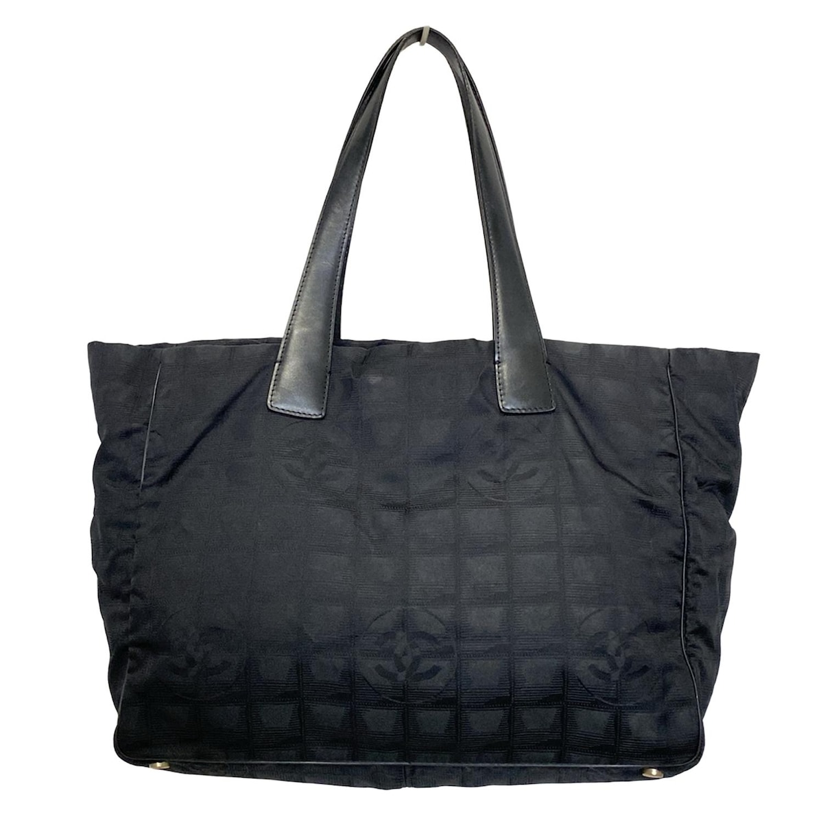 シャネル/トートバッグ/ニュートラベルライントートMM/黒/ナイロン