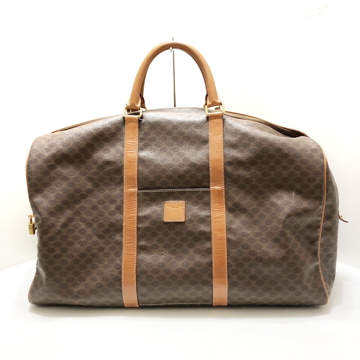 セリーヌ/ボストンバッグ/マカダム柄/ブラウン/PVC(塩化ビニール