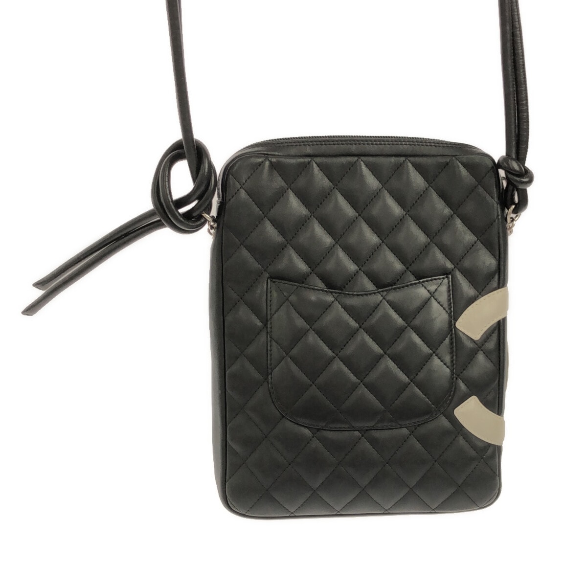 シャネル/ショルダーバッグ/カンボンラインミディアムポシェット/黒×白