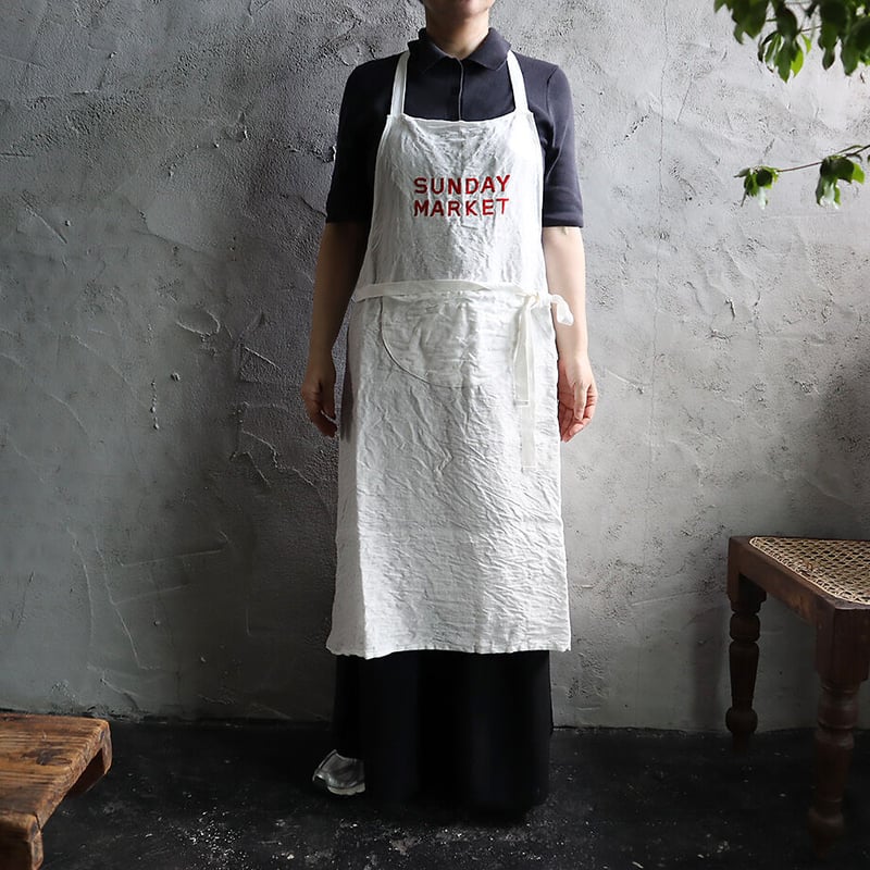 R&D.M.Co- linen apron (SUNDAY-MARKET) | nii-B