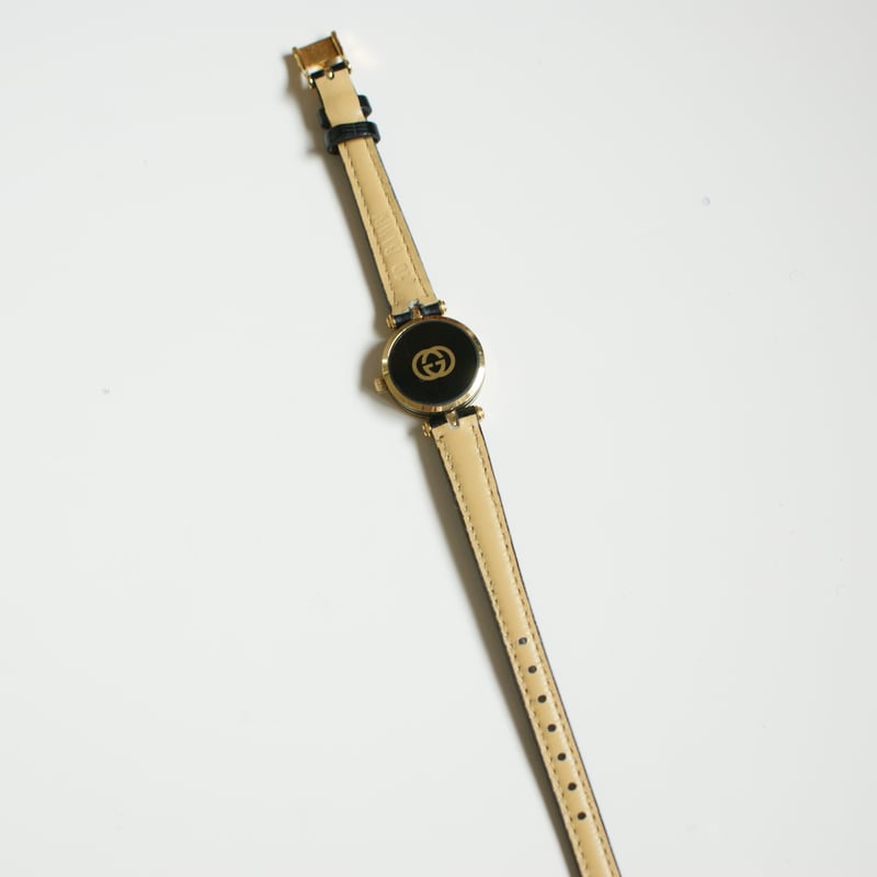 GUCCI グッチ シェリーライン ブラック レザー 腕時計/ ヴィンテージ