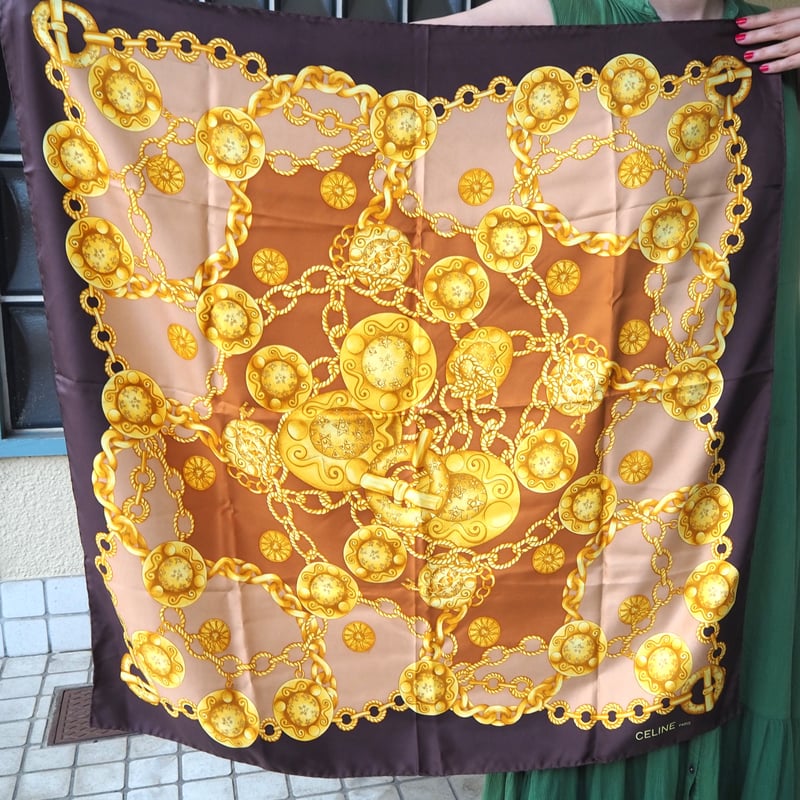 CELINE セリーヌ イタリア製 100％シルク コスチュームジュエリー