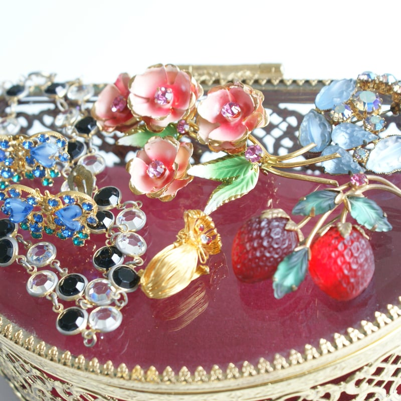 イギリス買付】ピンクフラワー クリスマスローズ エナメル ブローチ