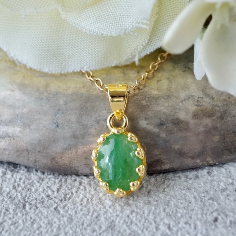 Handmade】翡翠（ヒスイ・ジェード）ペンダントトップ 18kゴールド