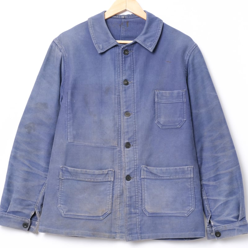 40s France Vintage Blue Moleskin Work Jacket |