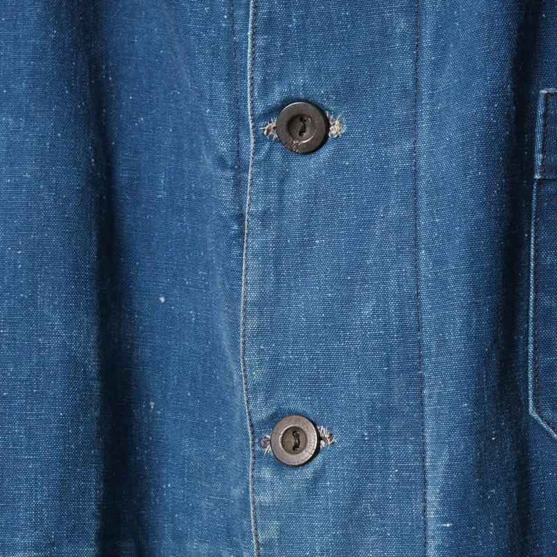 30s France Vintage Indigo Cotton Linen Work Ja