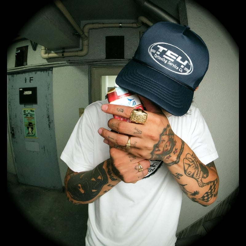 TSY MESH CAP【BLACK TAG】// NAVY | tattoostudioya