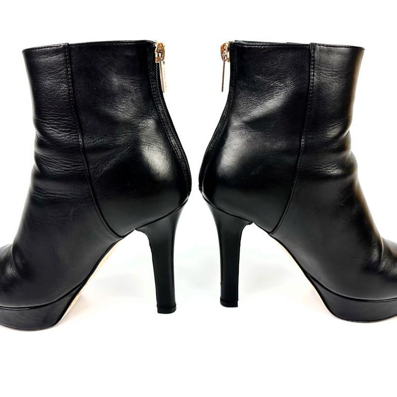 ジミーチュウ ジップアップショートブーツ 34 約21.5cm ブラックレザー