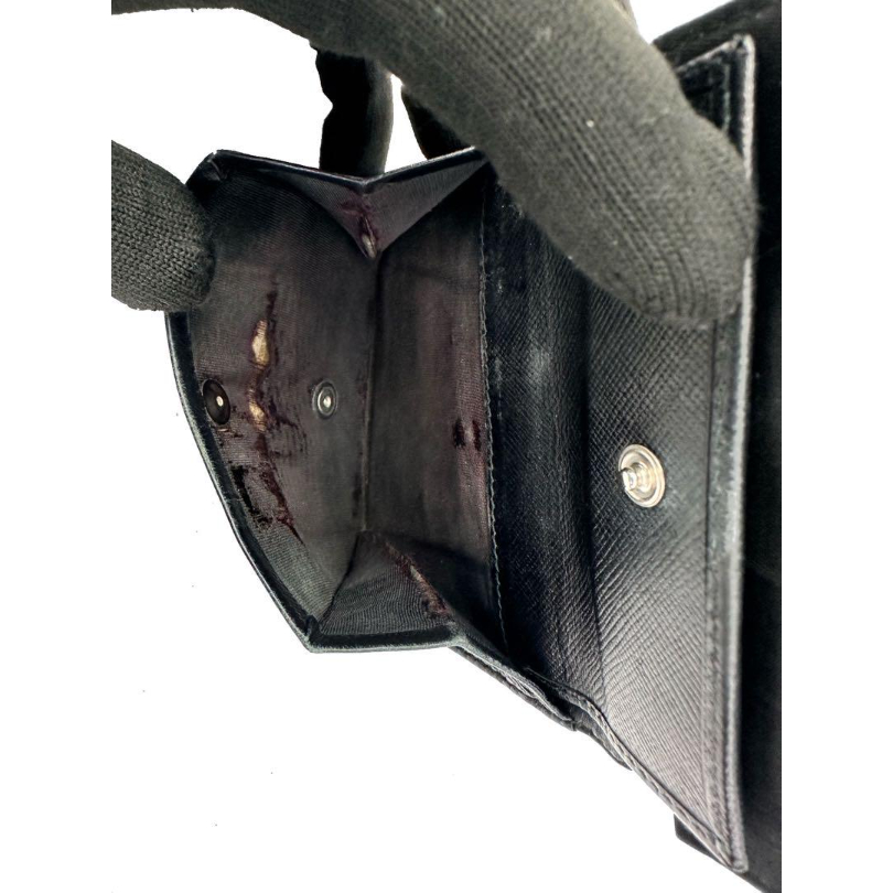 プラダ 三つ折り財布 PRADA ナイロン×レザー ブラック 黒 ヴィンテージ