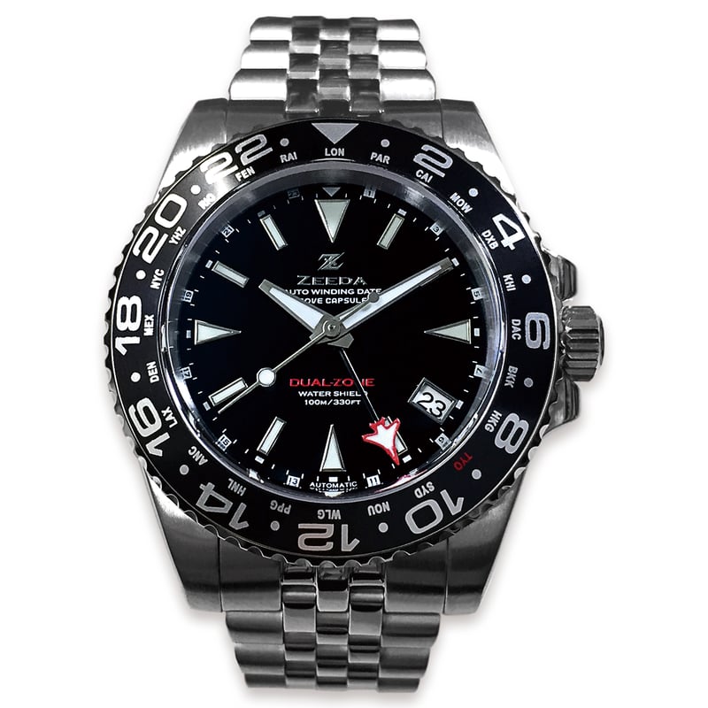 ZEEDA 腕時計 メンズ レディース 自動巻き 機械式 GMT 40mm ベゼル付き