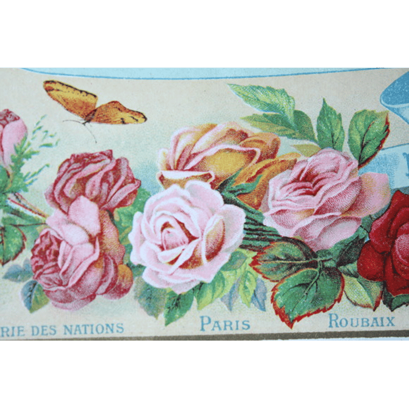 フランス アンティークサボンラベル 薔薇と蝶々 [la056] | shanachie