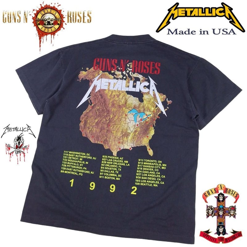 METALLICA Tシャツ GUNS N' ROSES ガンズアンドローゼス ブラック US