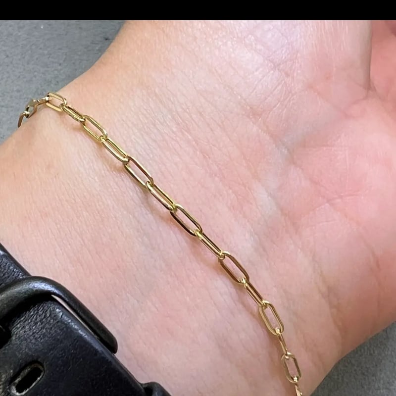 注文販売】K18 ペーパークリップ中空イタリアンチェーンブレスレット