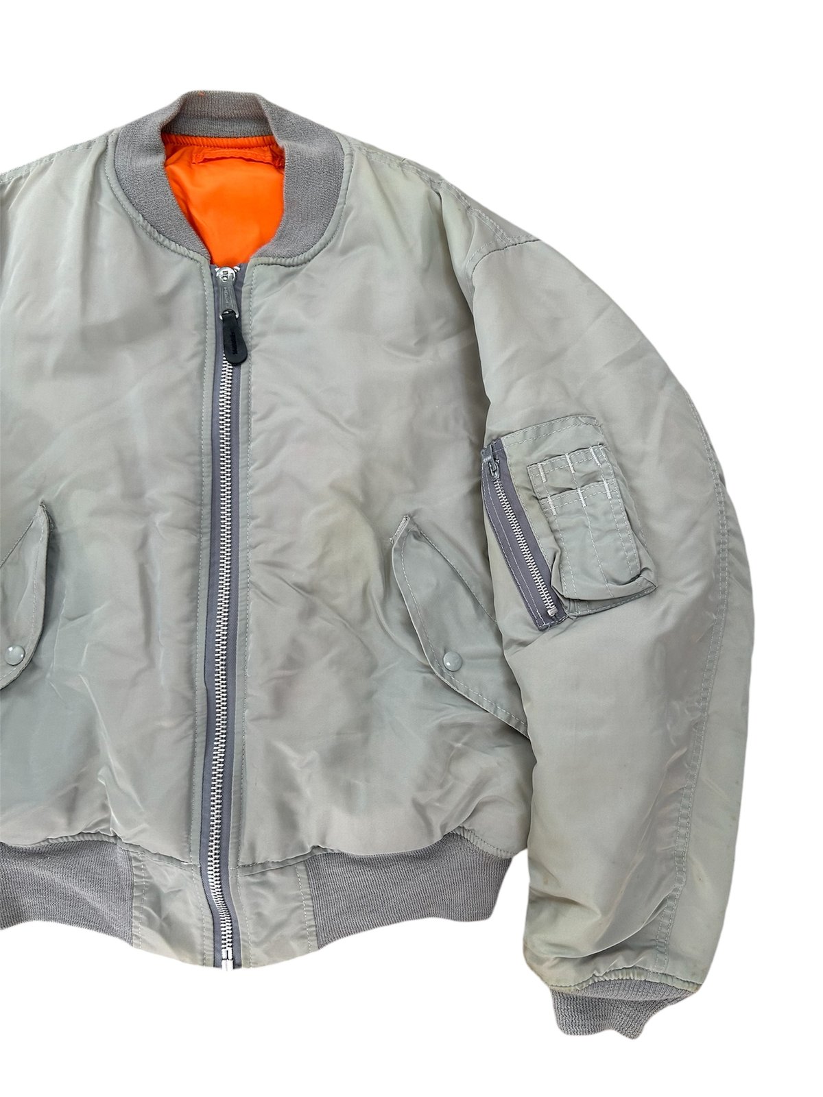 80-90's USA製 ALPHA MA-1 フライトジャケット L ビンテージグレー |