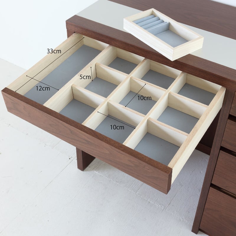 リッツ（ウェンジ）一面鏡ホテルドレッサー椅子・スタンドライト付き