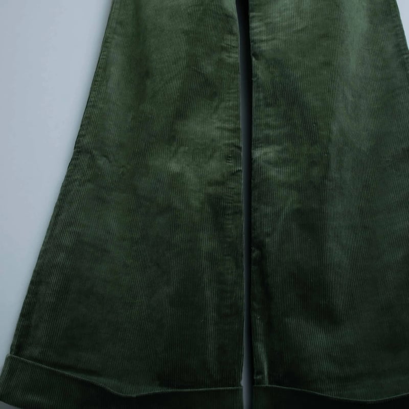 WIDE FLARE CORDUROY PANTS【GREEN】 | SHIKITARI