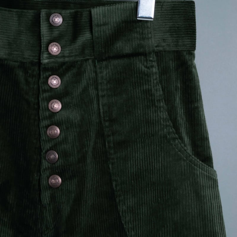 WIDE FLARE CORDUROY PANTS【GREEN】 | SHIKITARI