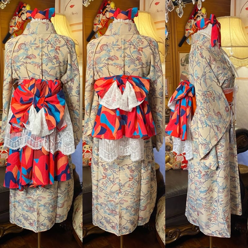 着物 ワンピース ドレス リメイク 重ね衿 襟 帯サッシュベルト 帯