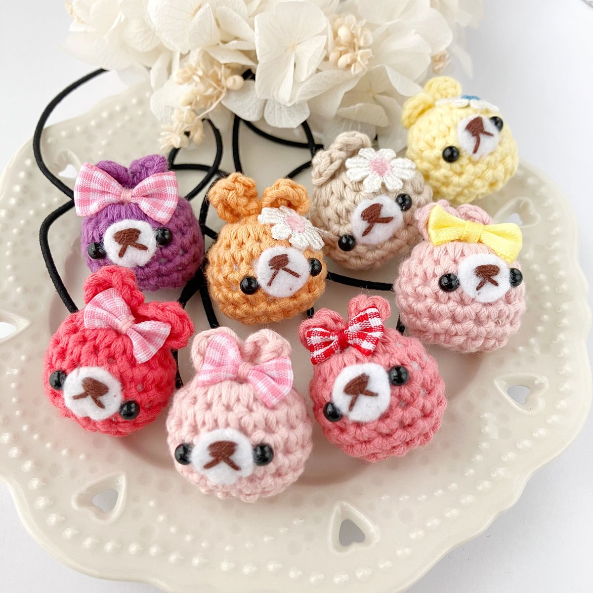 うさぎの編みぐるみヘアゴム | ハンドメイド雑貨店 ゆめばこ