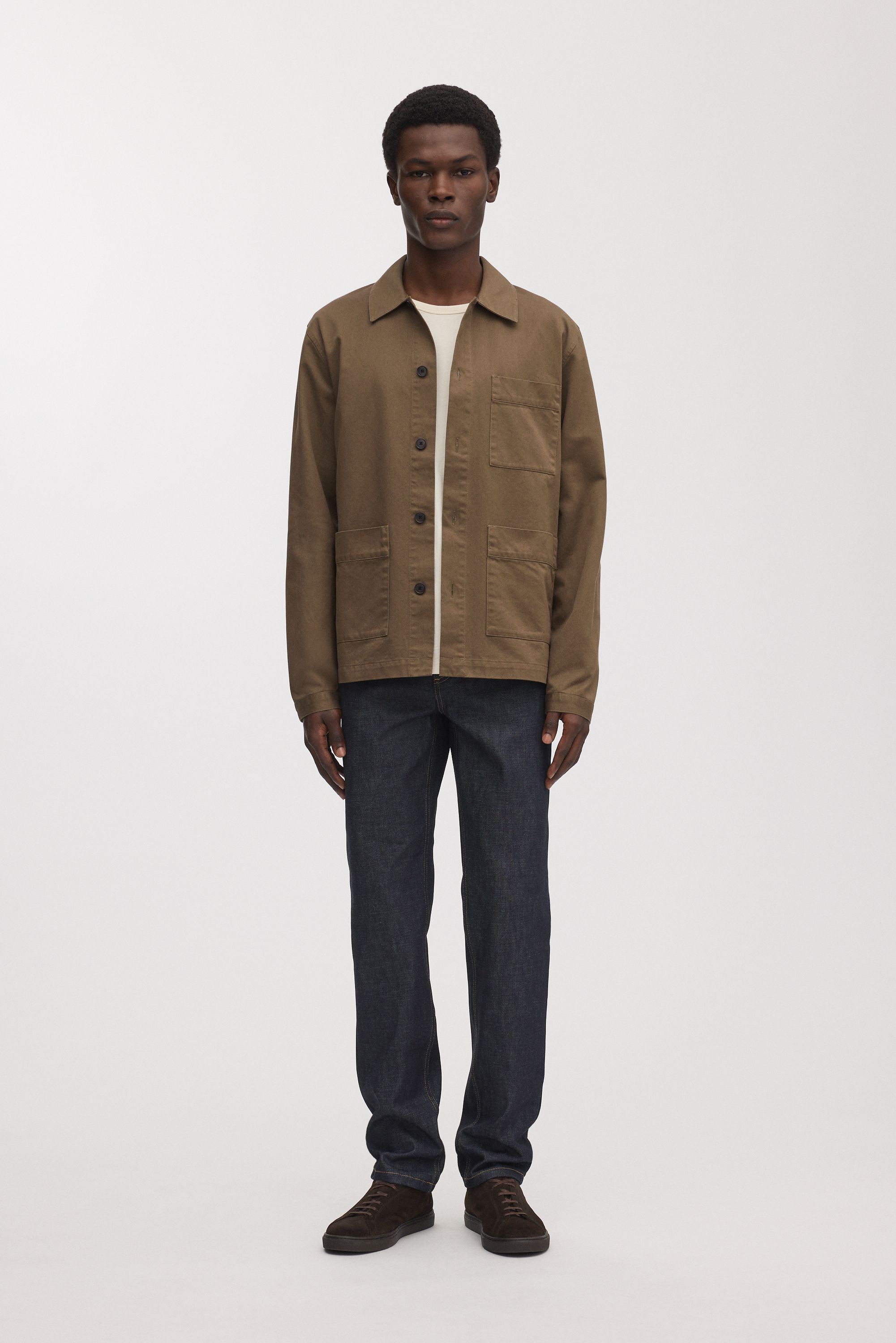 Olive Overshirt | Organic Cotton Fine Twill | Asket