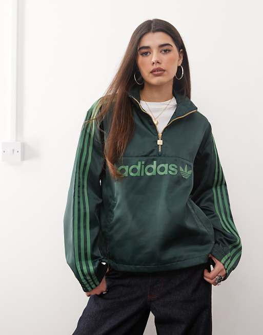 adidas Originals half zip sweatshirt in green | ASOS