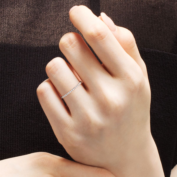 K18PG レイヤード ダイヤモンド ハーフエタニティ リング 1.2mm 2-9.5