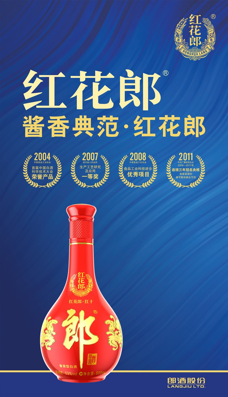 郎酒53度红花郎红15酱香型白酒500ml（53%）【出口版】_500ml/瓶_郎酒