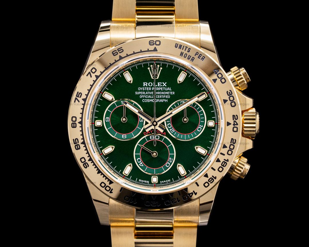 39970) Rolex Daytona 116508 18k Yellow Gold / Green Dial Like New