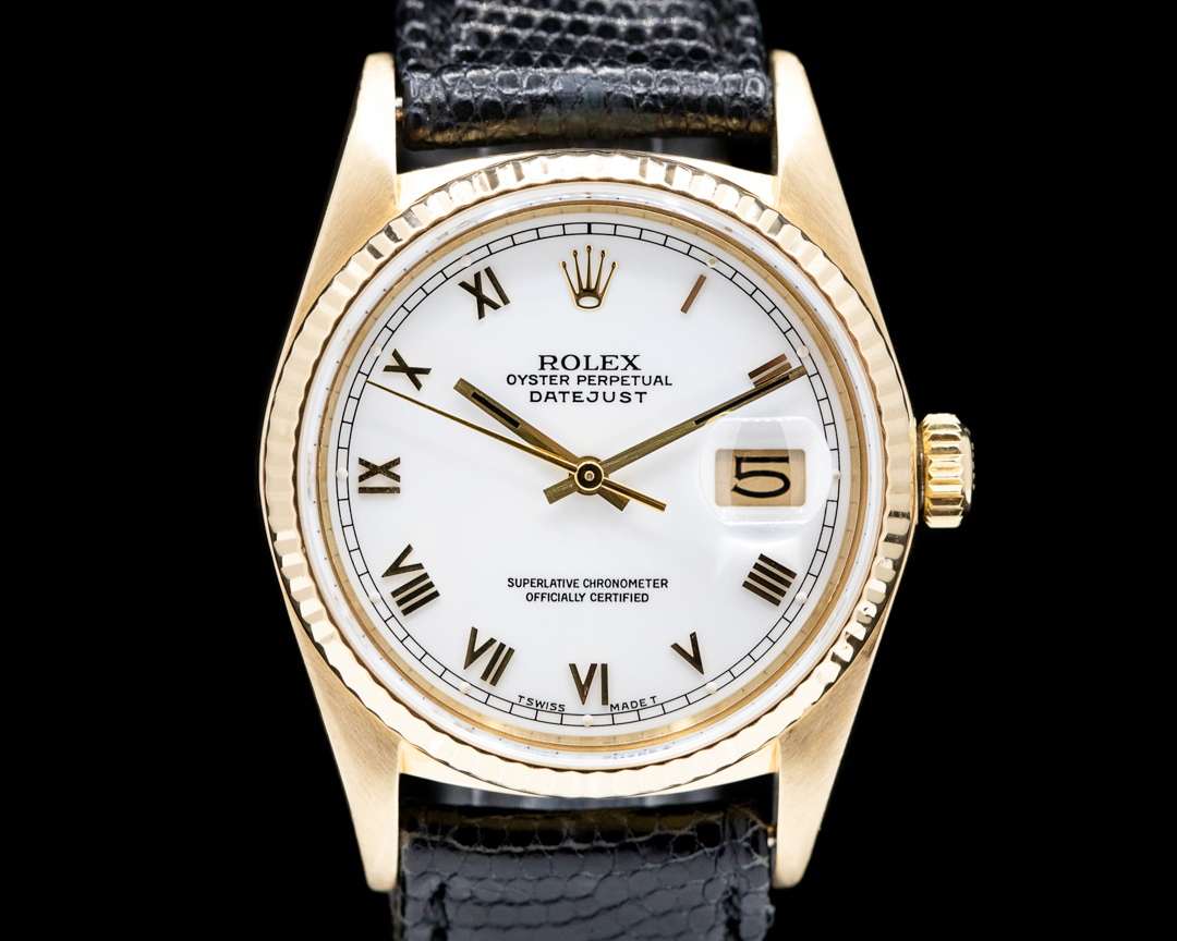 40701) Rolex Datejust 16018 18k Yellow Gold / White Dial