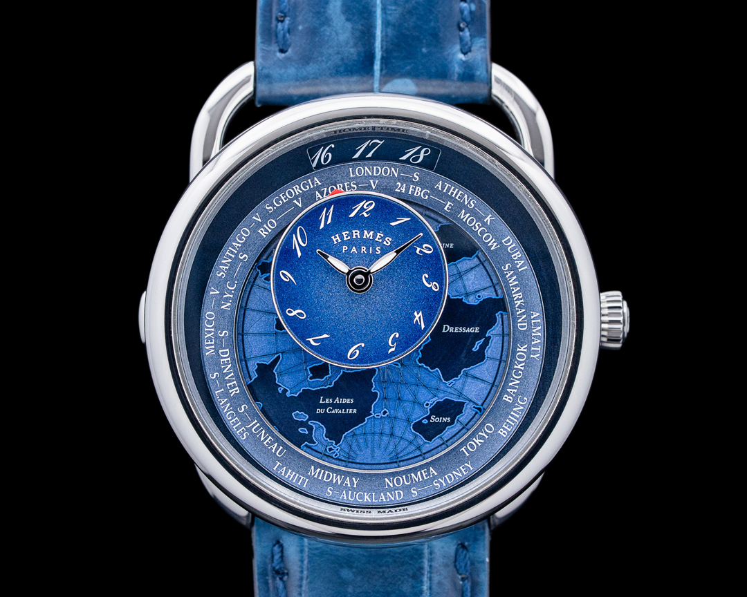 66551) Hermes Arceau Le Temps Voyageur SS Blue Dial | European