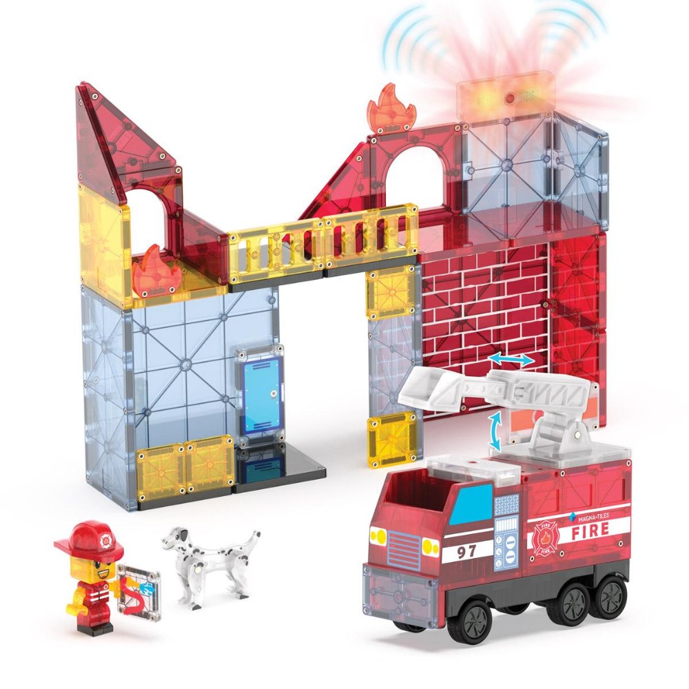MAGNA-TILES® Fire Station with Lights & Sounds - 50 Piece Set