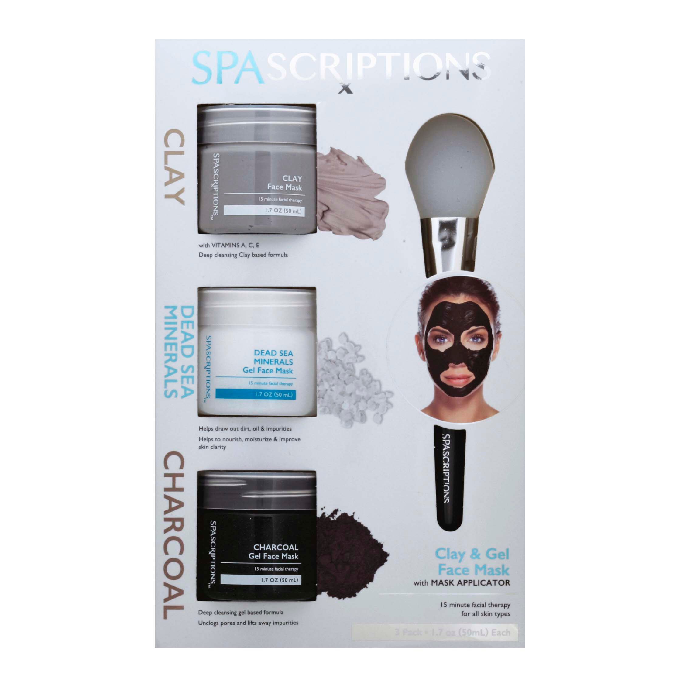 SpaScriptions Clay & Gel Face Mask with Applicator, 3 pk | Joe V's