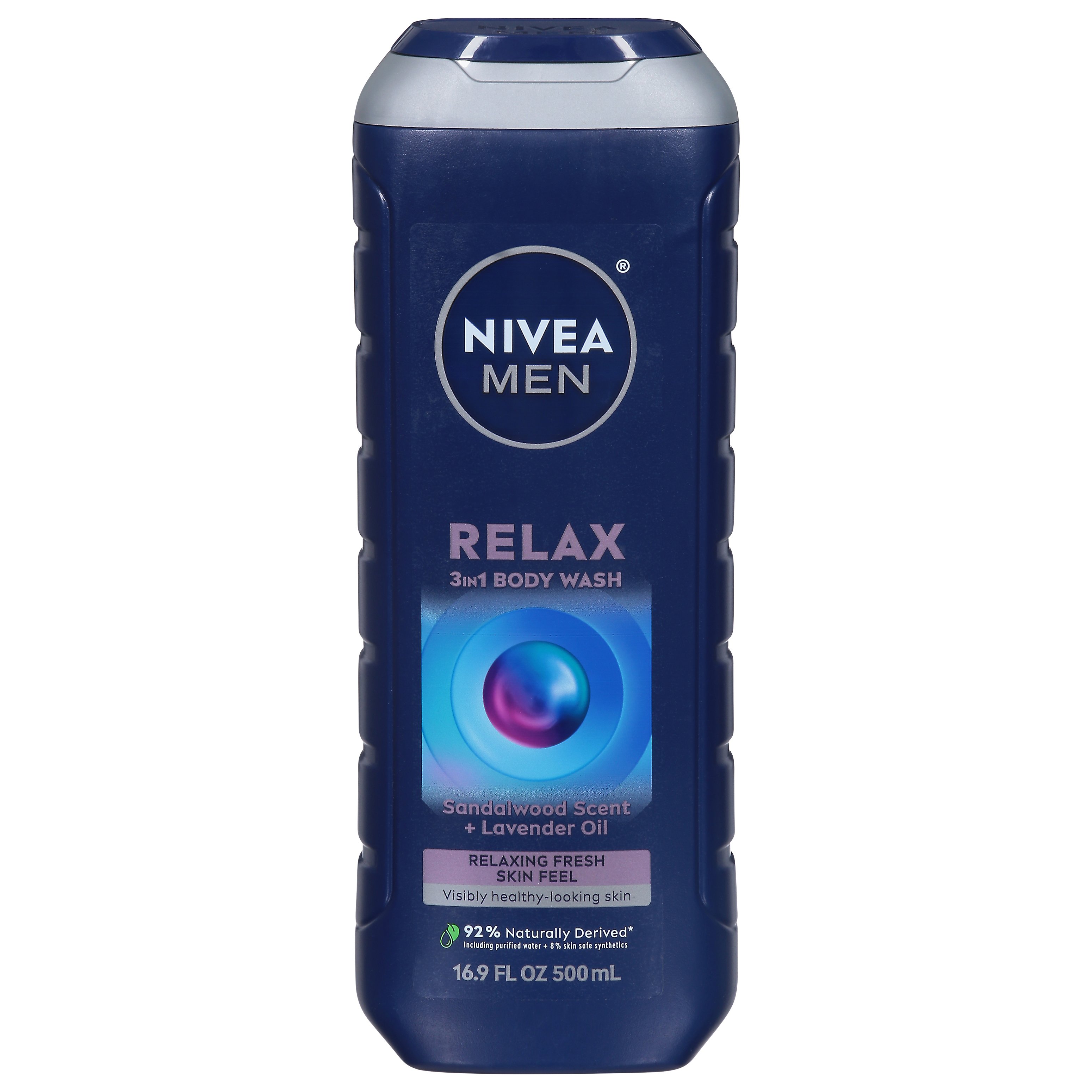 NIVEA Men Relax 3-In-1 Body Wash - Sandalwood Scent + Lavender Oil