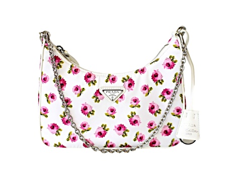 Prada Re-Edition Hobo Tessuto Mini Pink and White Flower Nylon