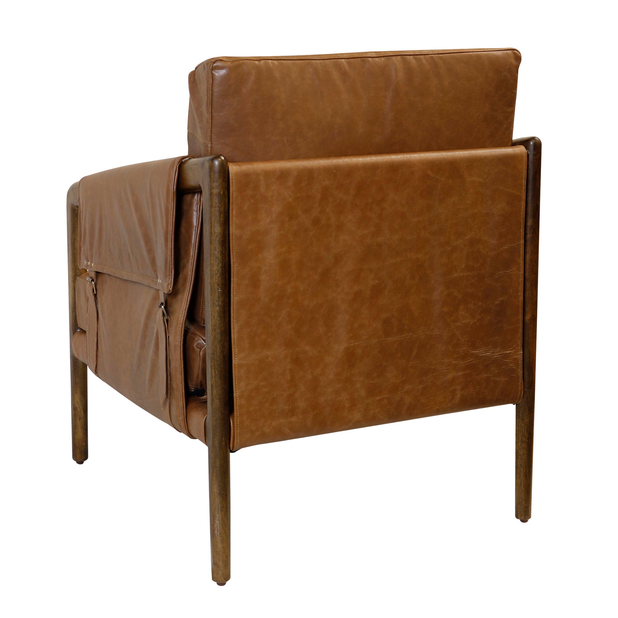 ALEXI SIDE CHAIR | Brown Leather on Walnut Finished Mango Wood