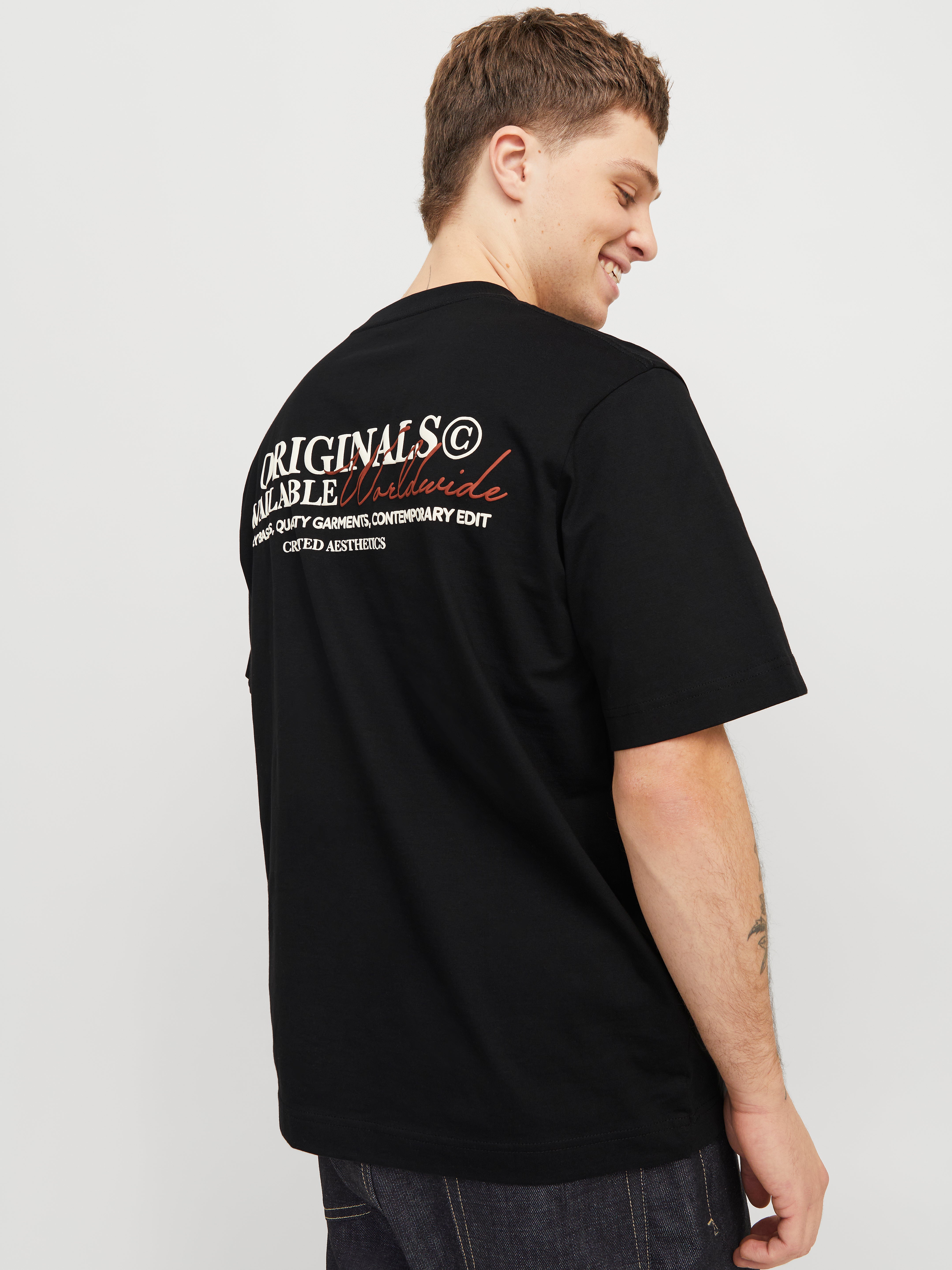 Backprintet T-shirt | Black | Jack & Jones®