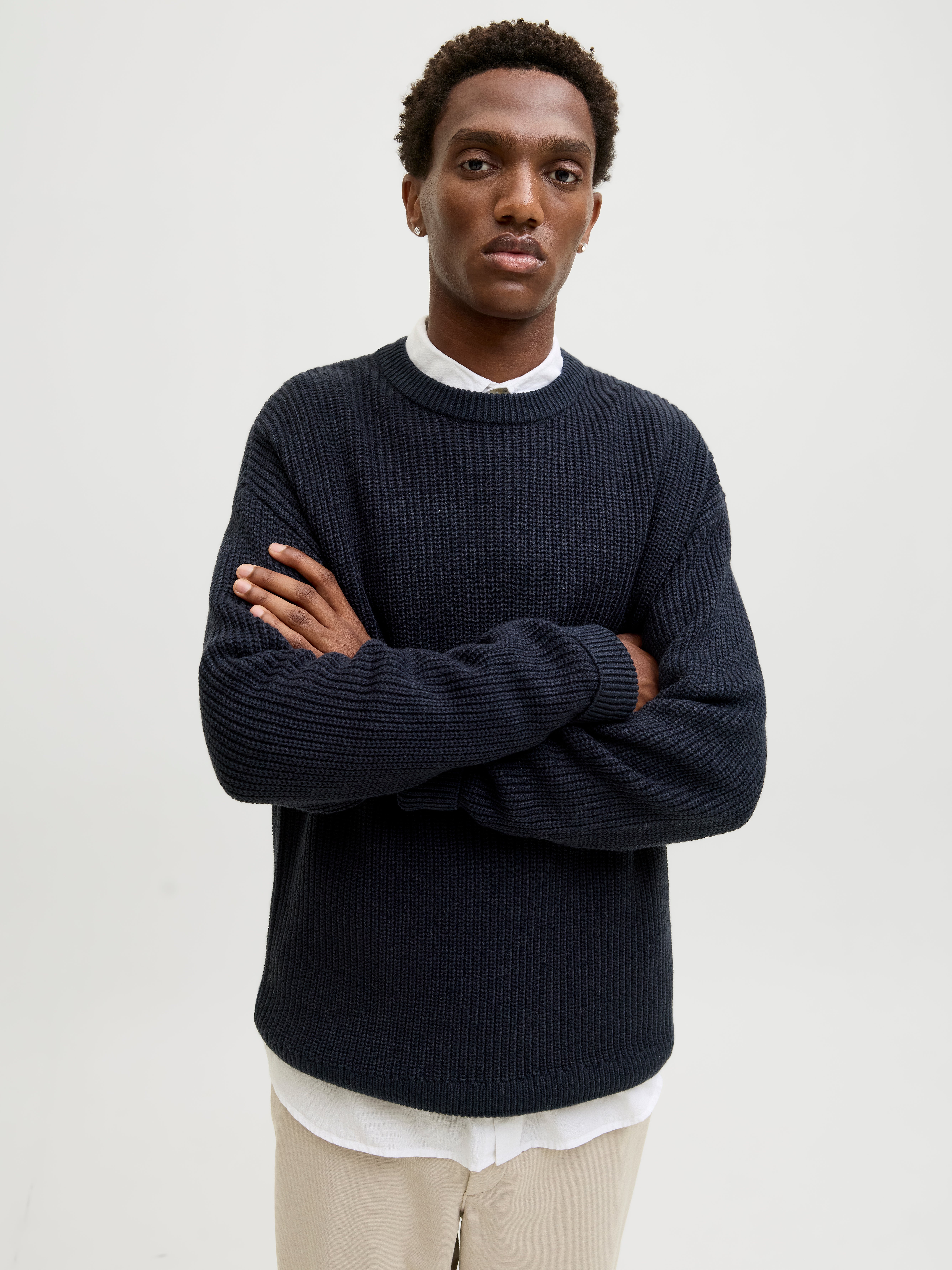 Plain Knitted pullover | Dark Blue | Jack & Jones®
