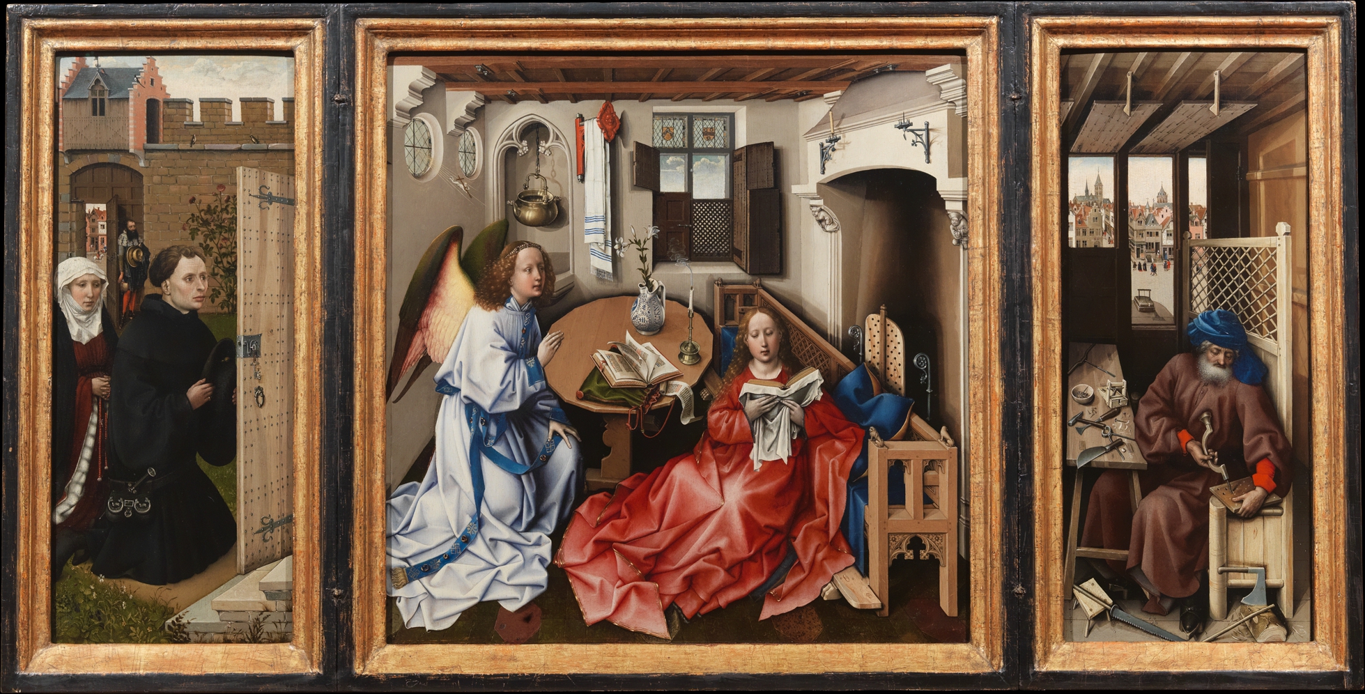Workshop of Robert Campin - Annunciation Triptych (Merode
