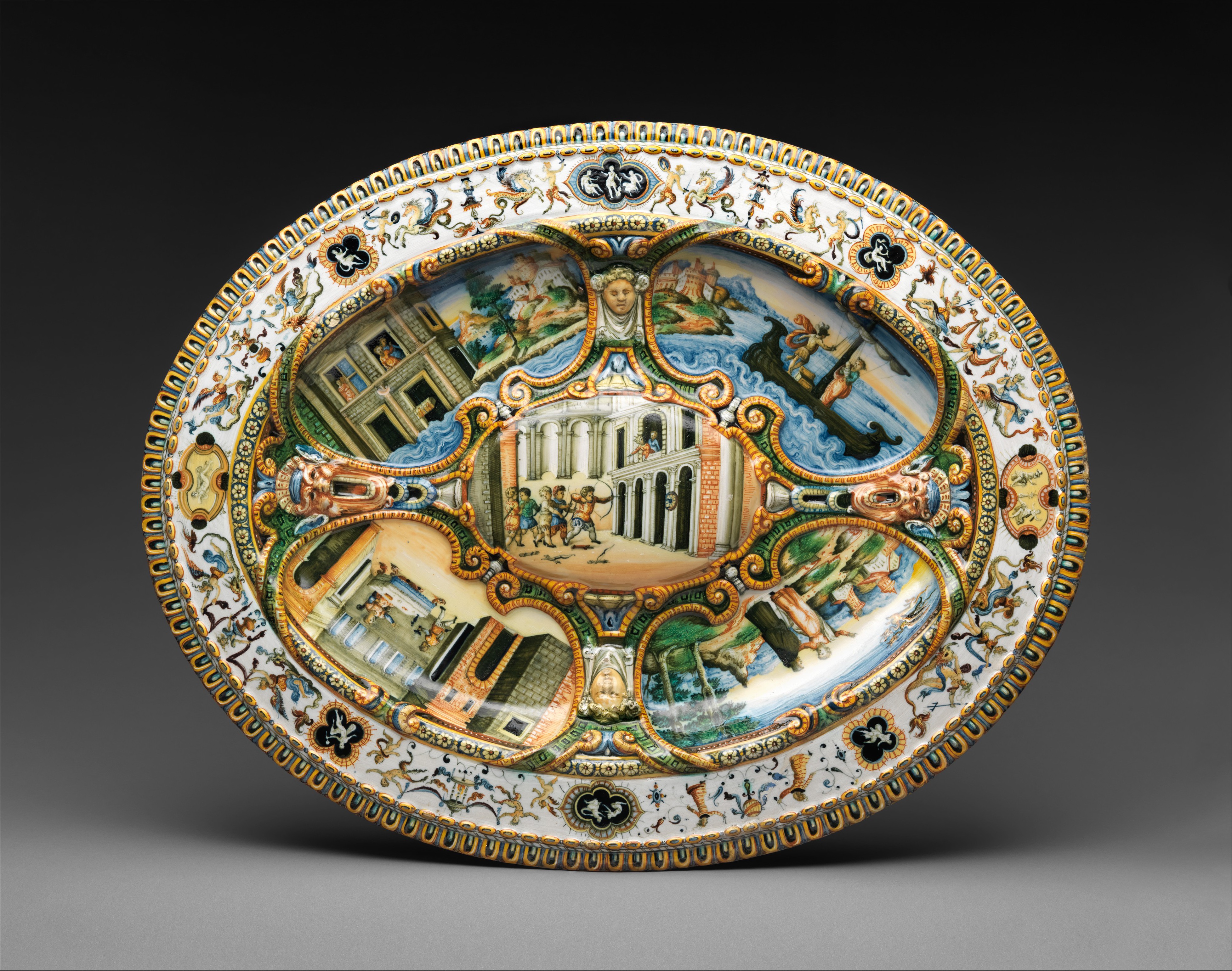 Workshop of Orazio Fontana - Oval basin or dish with subject from